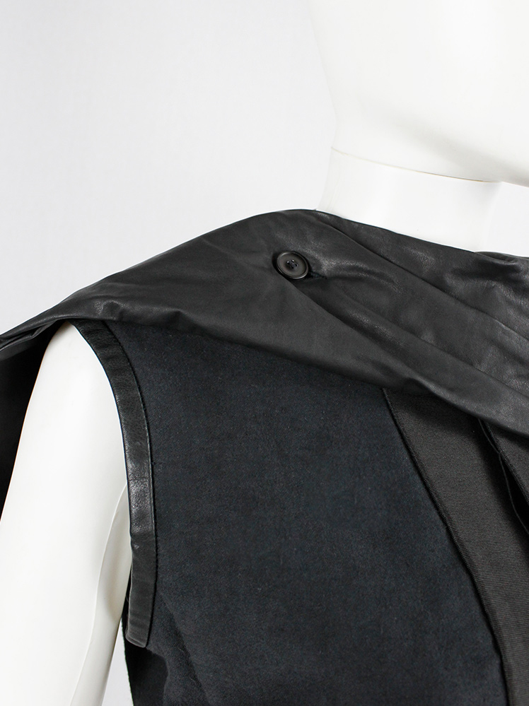 vintage Rick Owens NASKA black sleeveless panelled vest with leather drape spring 2012 (8)