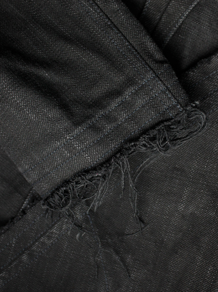 vintage Yohji Yamamoto Ys dark blue denim cropped bolero jacket with frayed edges (13)