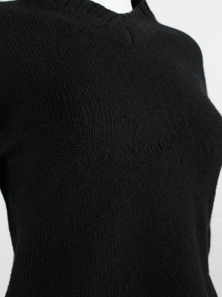 vintage af Vandevorst black jumper with 3D knitted bra panel and curved sleeves fall 1998 (1)