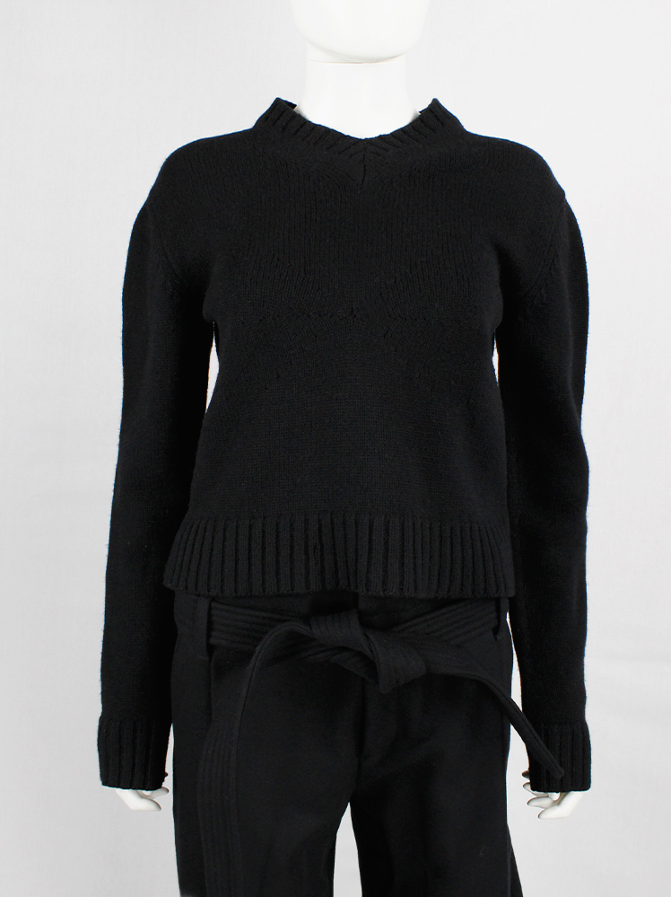 vintage af Vandevorst black jumper with 3D knitted bra panel and curved sleeves fall 1998 (14)