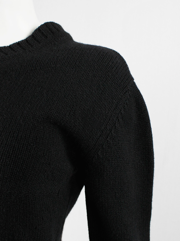 vintage af Vandevorst black jumper with 3D knitted bra panel and curved sleeves fall 1998 (3)