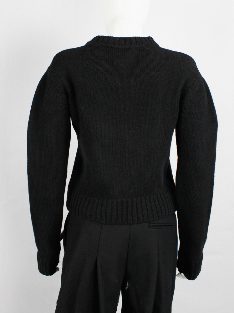 vintage af Vandevorst black jumper with 3D knitted bra panel and curved sleeves fall 1998 (4)