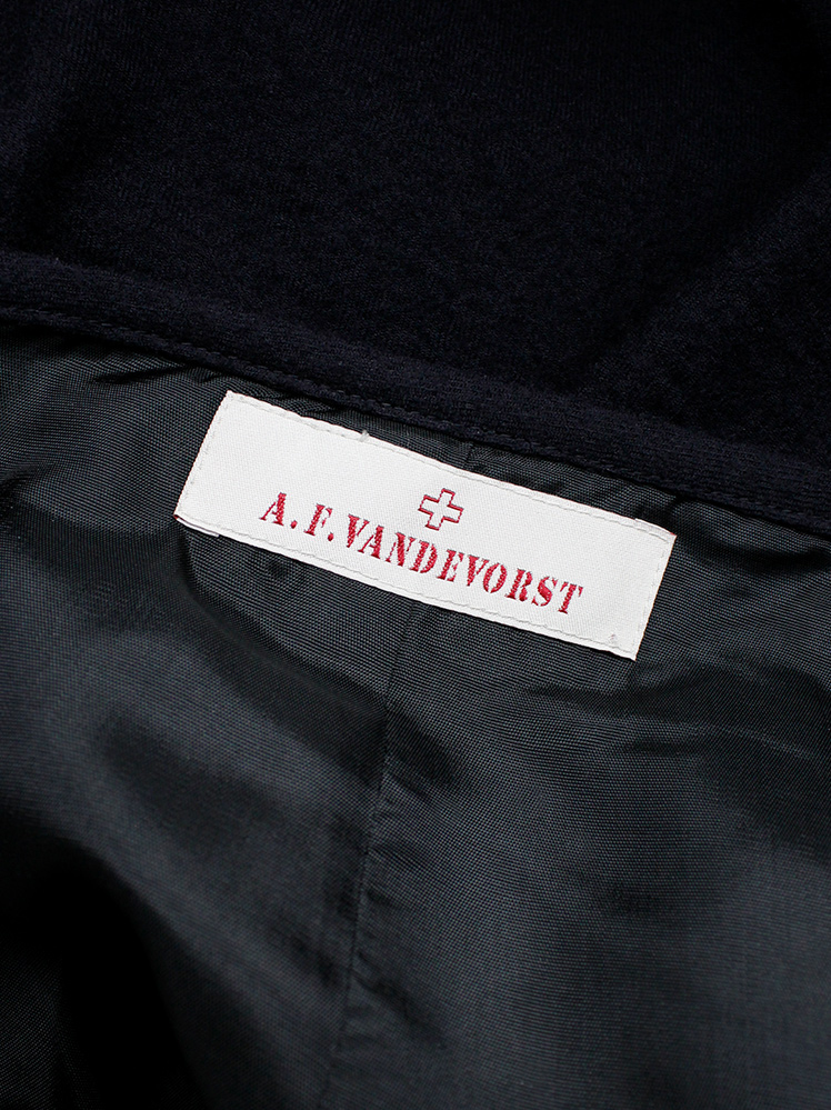 vintage af Vandevorst dark blue maxi pillar skirt with wider hips and back slit fall 2013 (11)