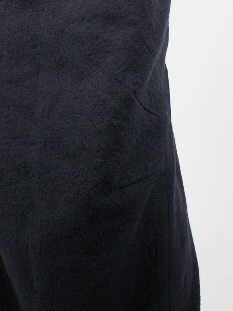 vintage af Vandevorst dark blue maxi pillar skirt with wider hips and back slit fall 2013 (12)