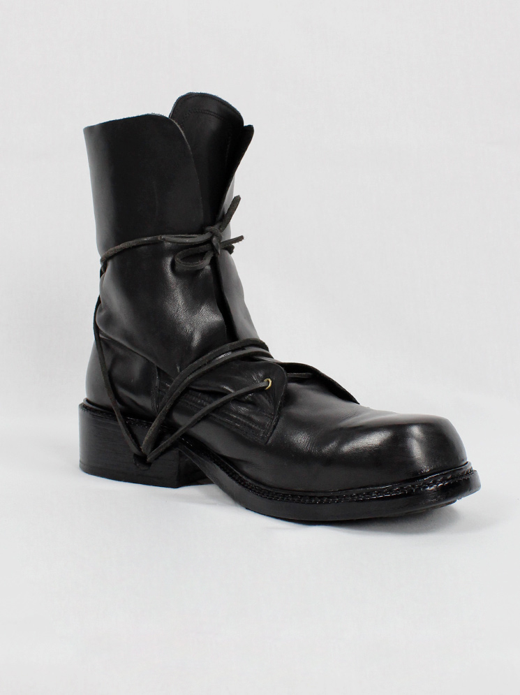 Dirk Bikkembergs black combat boots wrapped with laces through the soles 90s 1990s (15)