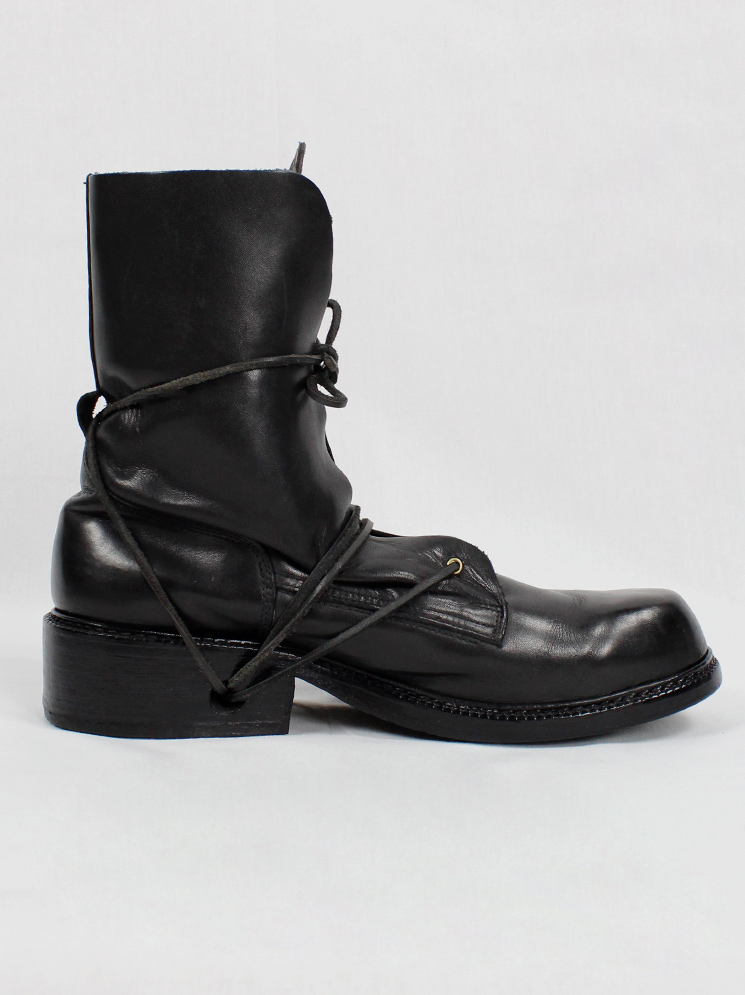 Dirk Bikkembergs black combat boots wrapped with laces through the soles 90s 1990s (16)