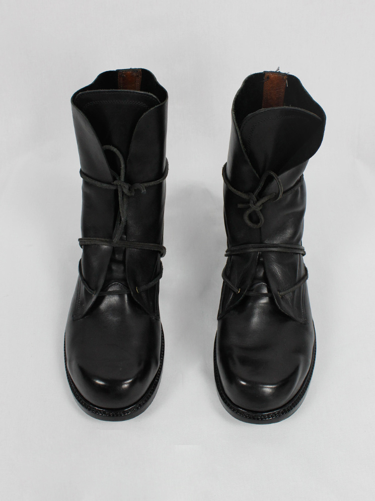 Dirk Bikkembergs black combat boots wrapped with laces through the soles 90s 1990s (2)