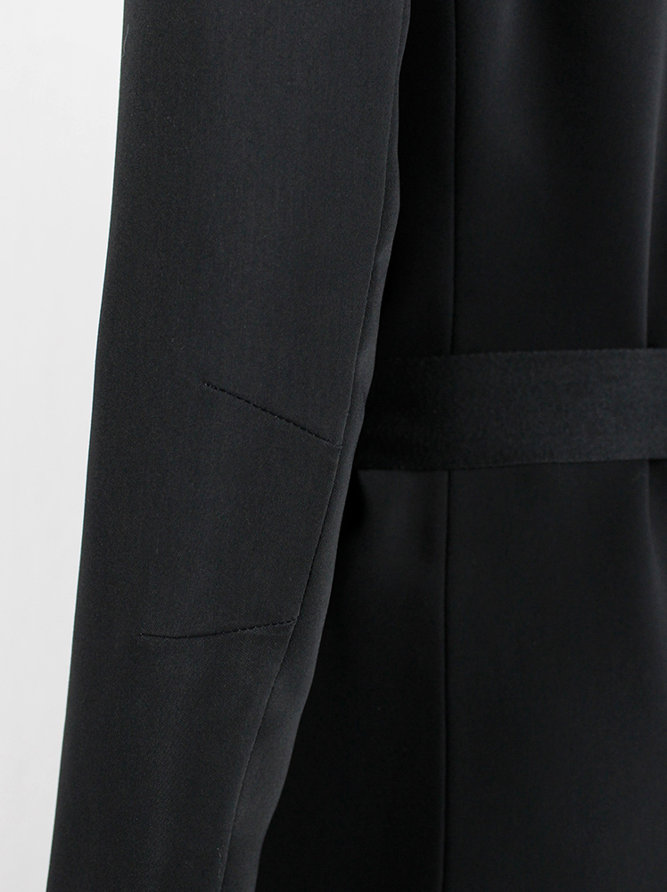 vintage A.F. Vandevorst dark navy asymmetric wrapped long blazer with narrow lapels (11)