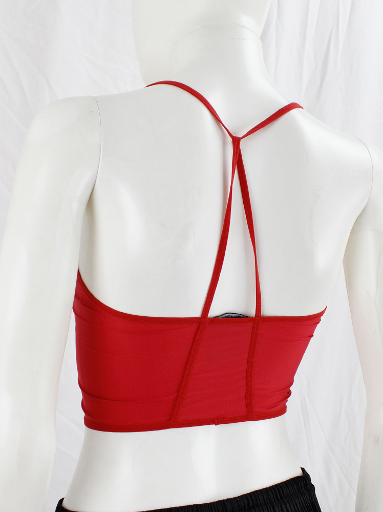 vintage Ann Demeulemeester & La Fille d’O red bralette top with crossed back straps spring 2016 (3)