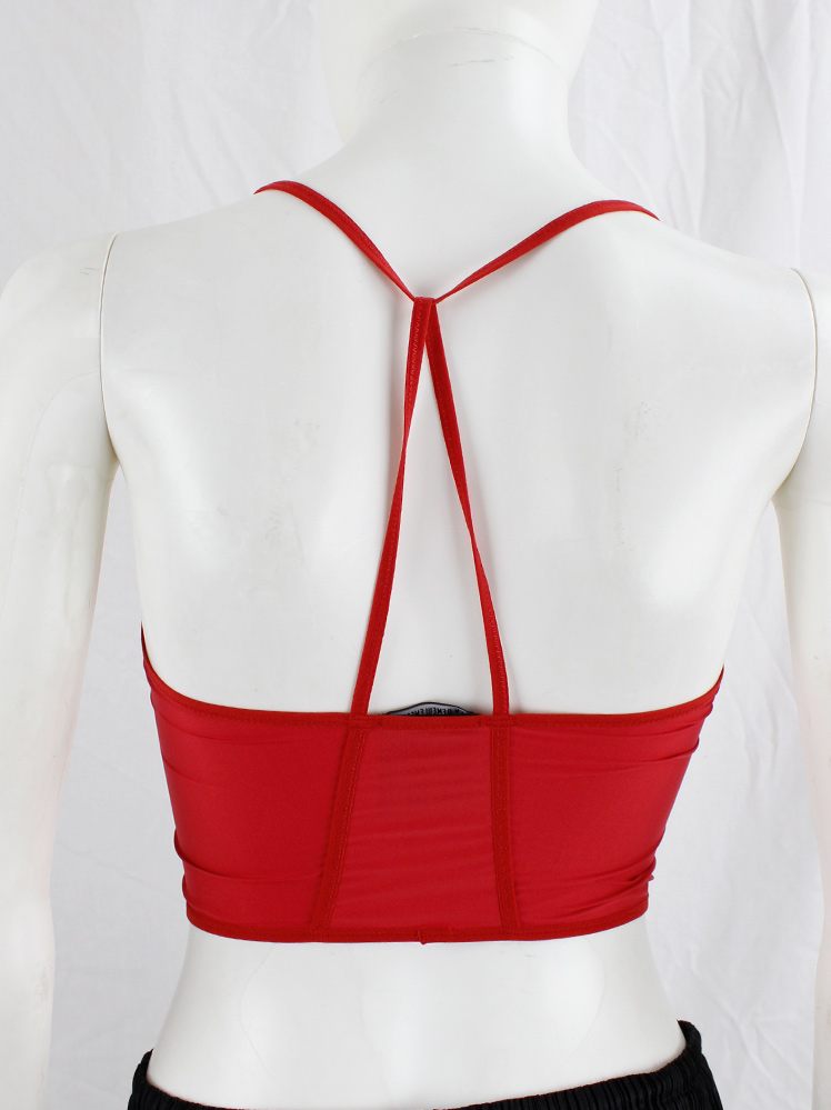 vintage Ann Demeulemeester & La Fille d’O red bralette top with crossed back straps spring 2016 (4)