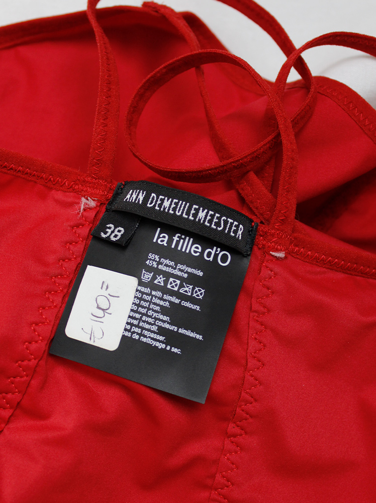 vintage Ann Demeulemeester & La Fille d’O red bralette top with crossed back straps spring 2016 (7)