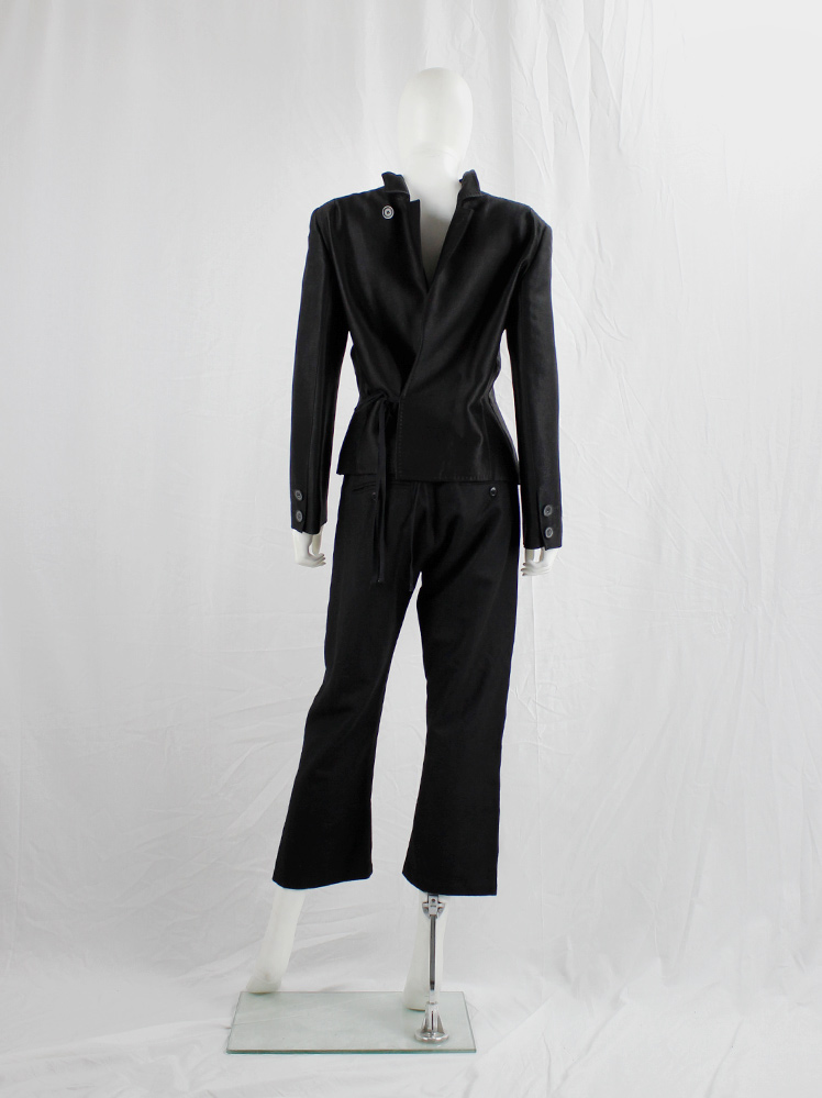 vintage Ann Demeulemeester black cropped trousers with button closures at the ankles (5)
