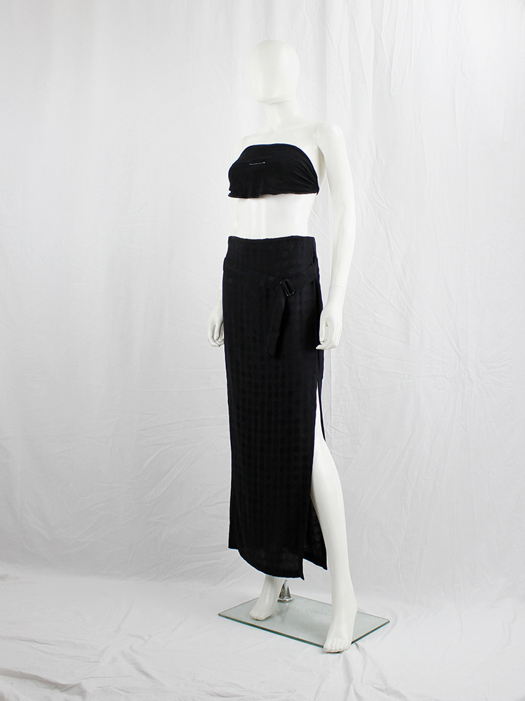 vintage Ann Demeulemeester black maxi skirt with circle motif and belt strap across the front spring 2015 (5)