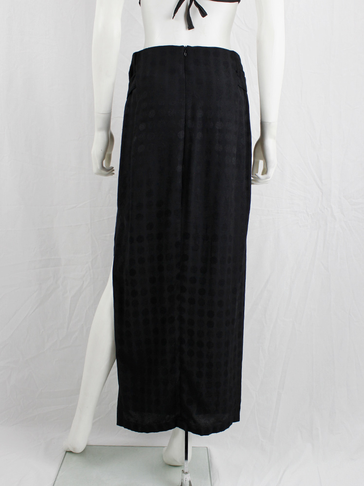 vintage Ann Demeulemeester black maxi skirt with circle motif and belt strap across the front spring 2015 (7)