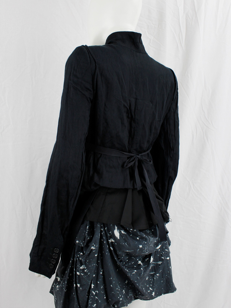 vintage Ann Demeulemeester dark blue wrinkled asymmetric jacket with metal charms spring 2006 (8)