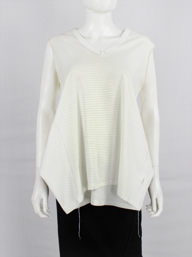 vintage Maison Martin Margiela white inside out top hanging on the front of the body spring 2003 (1)