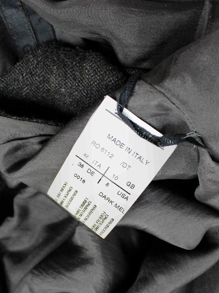 vintage Rick Owens GLEAM grey asymmetric top with cut hem and back ties fall 2010 (15)