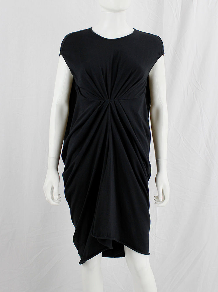 vintage Rick Owens lilies black lobster dress with pleated front and draped back (1)