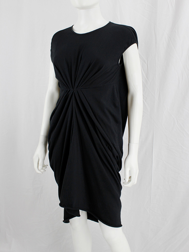 vintage Rick Owens lilies black lobster dress with pleated front and draped back (3)