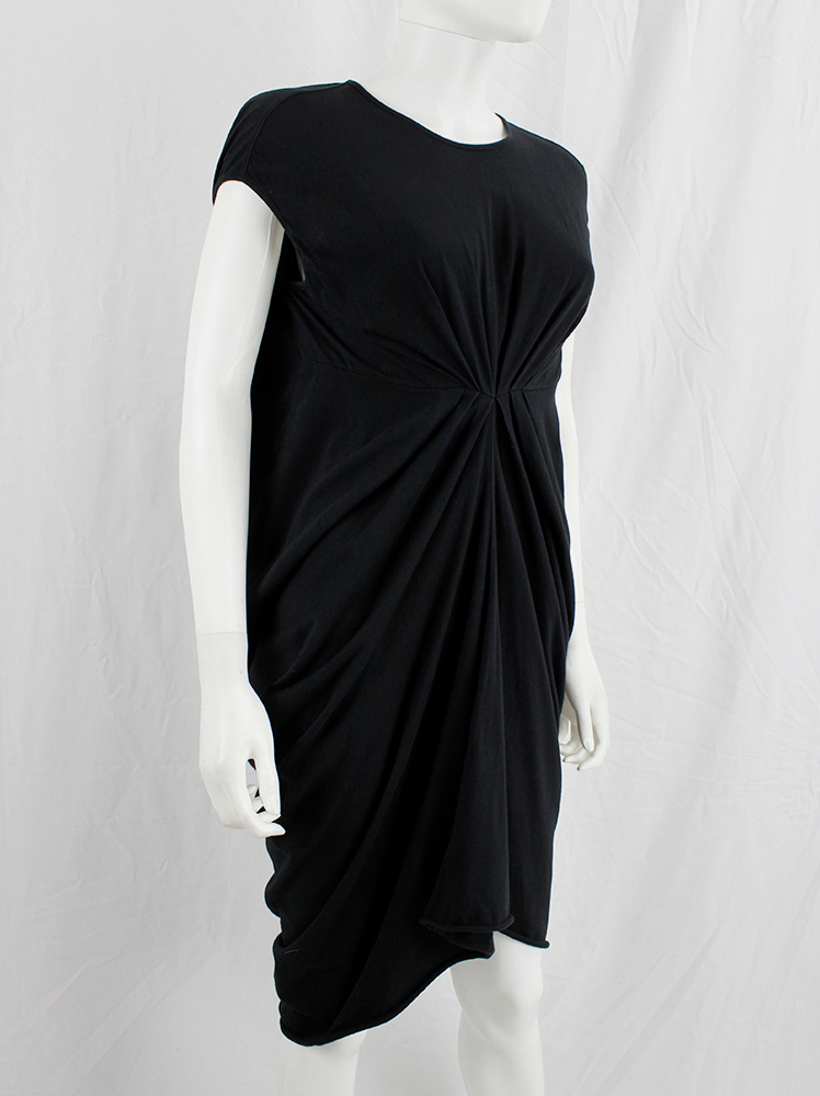 vintage Rick Owens lilies black lobster dress with pleated front and draped back (4)