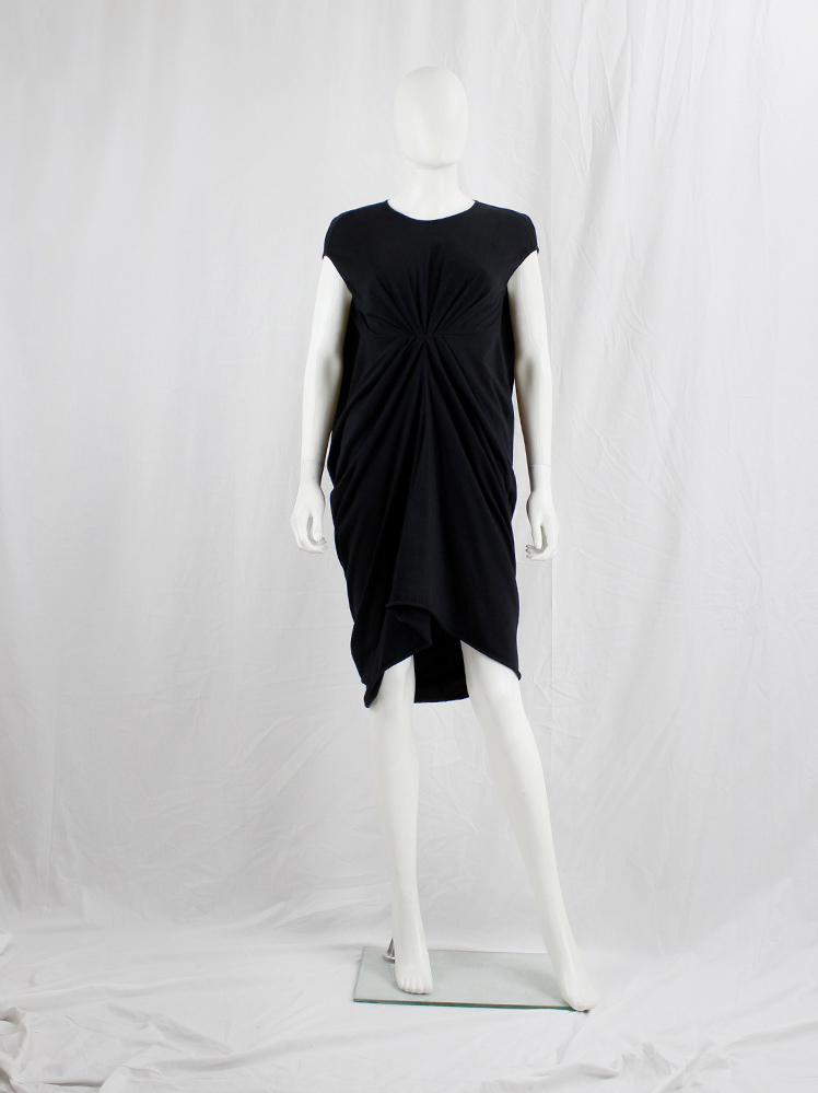vintage Rick Owens lilies black lobster dress with pleated front and draped back (5)