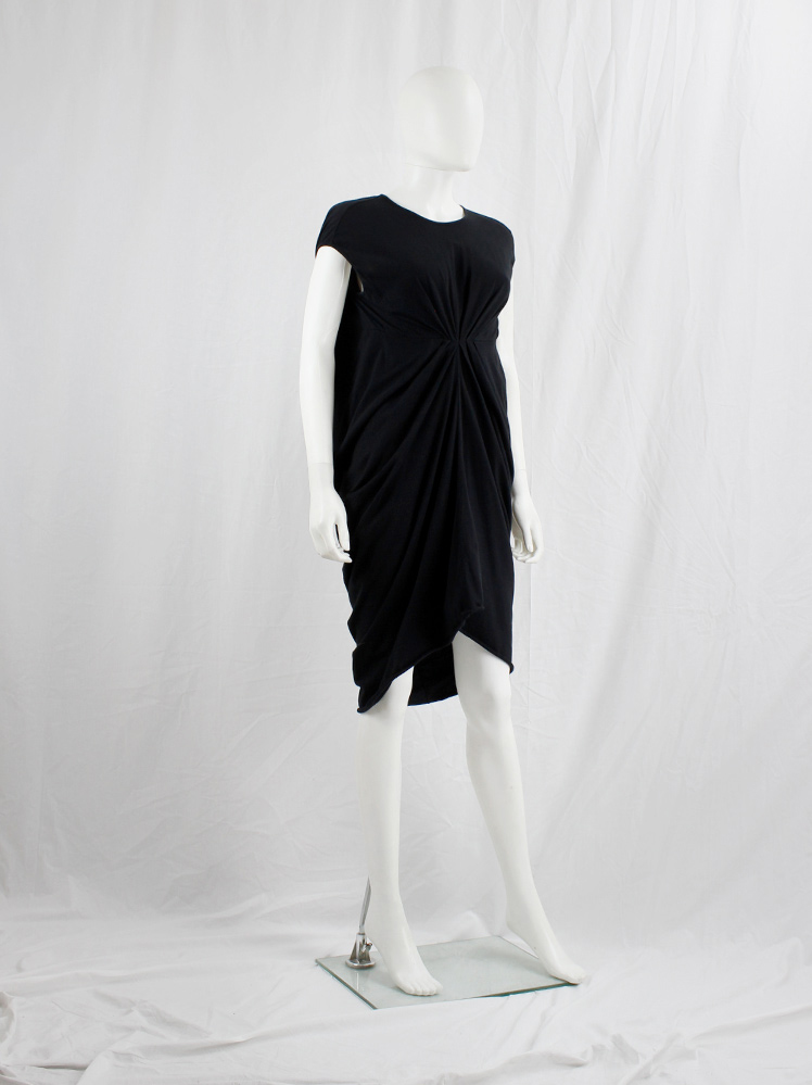 vintage Rick Owens lilies black lobster dress with pleated front and draped back (6)