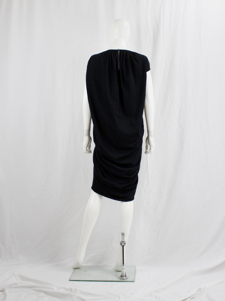 vintage Rick Owens lilies black lobster dress with pleated front and draped back (7)