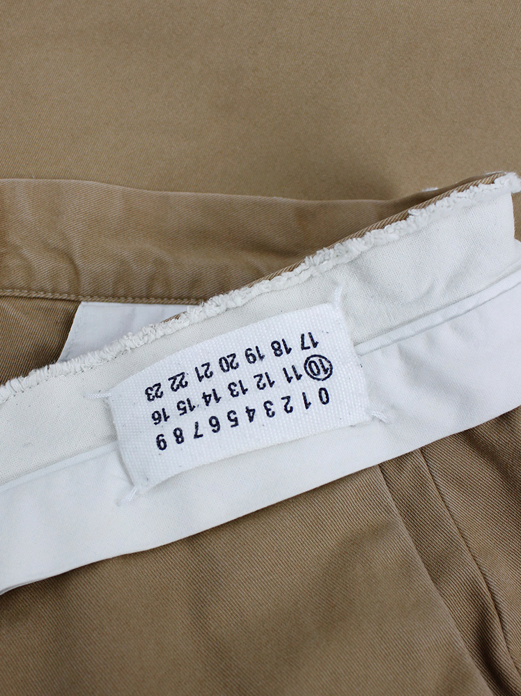 Maison Martin Margiela light brown trousers with folded waistband showing the logo fall 2018 (10)