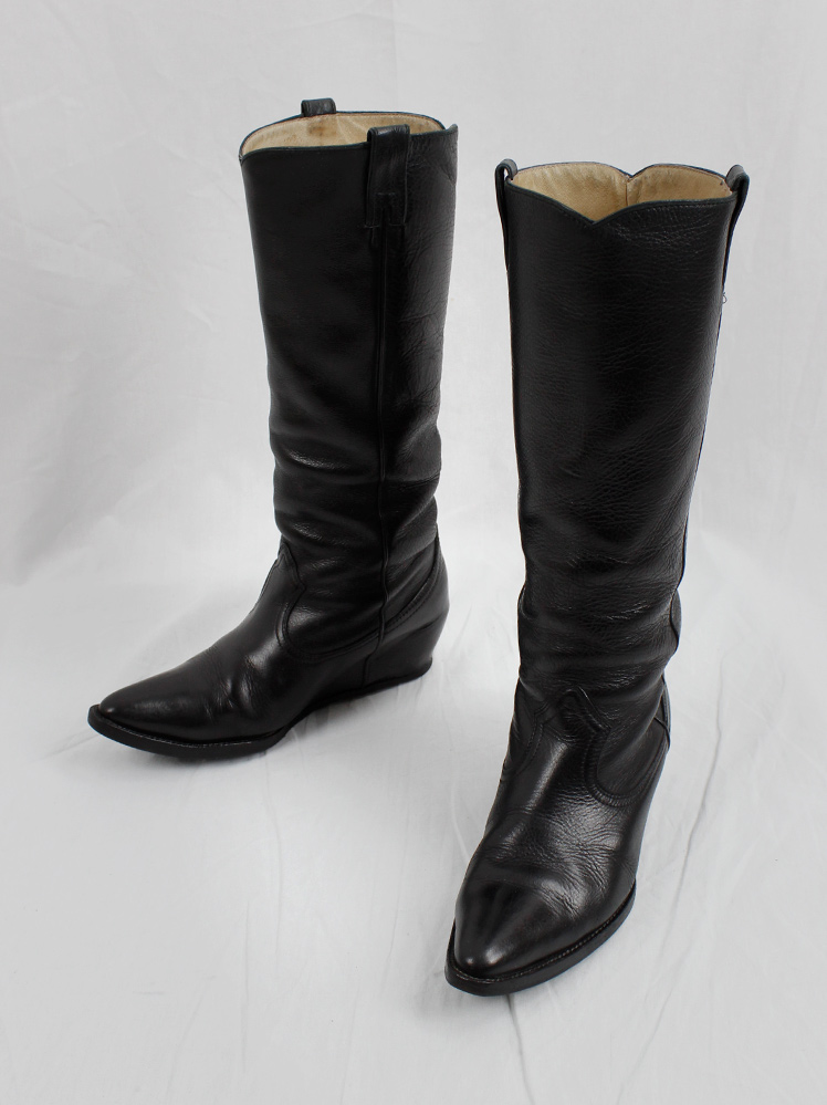 archive Maison Martin Margiela black ‘heelless’ cowboy boots with hidden wedge spring 2000 (10)