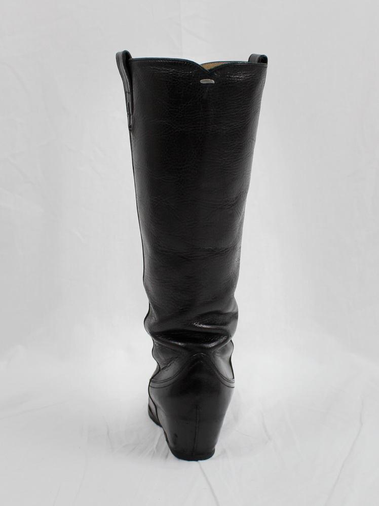 archive Maison Martin Margiela black ‘heelless’ cowboy boots with hidden wedge spring 2000 (15)