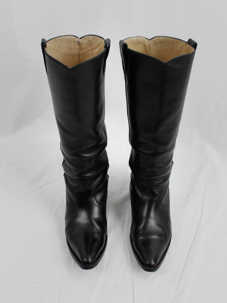 archive Maison Martin Margiela black ‘heelless’ cowboy boots with hidden wedge spring 2000 (16)