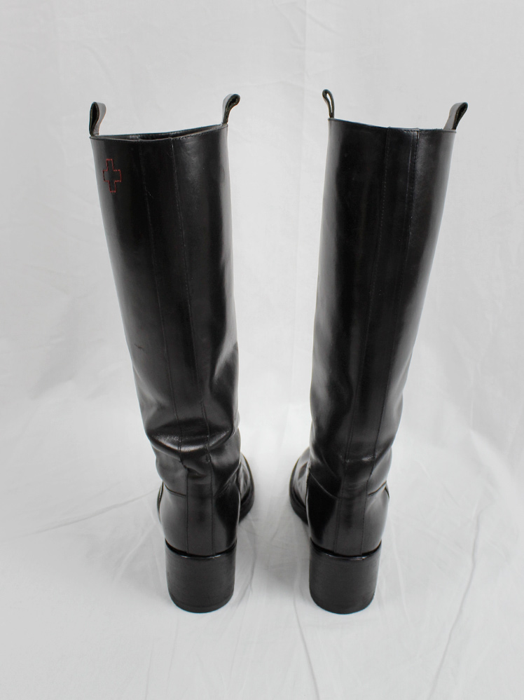 vintage A f Vandevorst black tall classic riding boots with low heel (11)