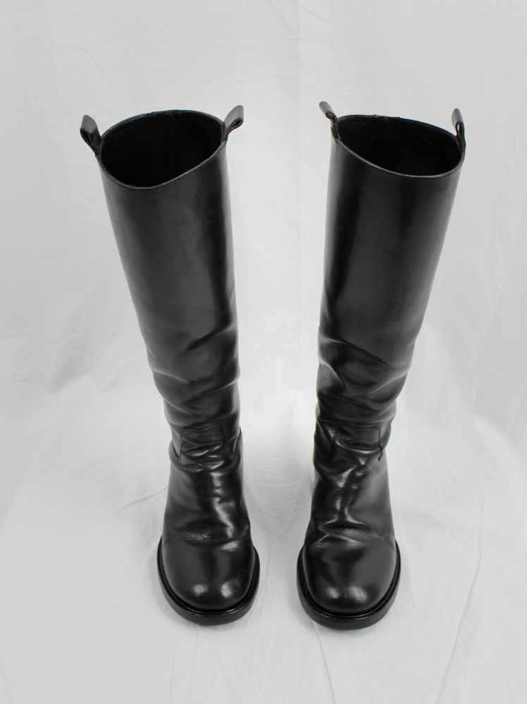 vintage A f Vandevorst black tall classic riding boots with low heel (8)