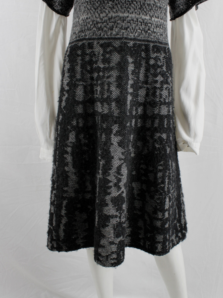 vintage A.F. Vandevorst grey and black knit dress with different knit motifs fall 2008 (3)