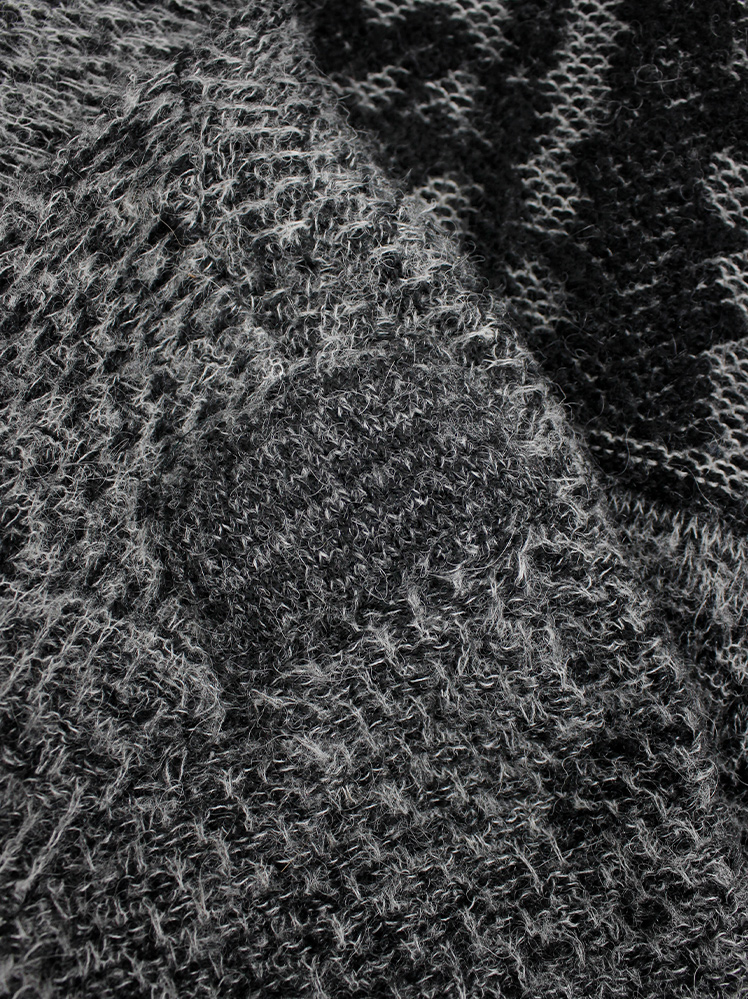 vintage A.F. Vandevorst grey and black knit dress with different knit motifs fall 2008 (9)
