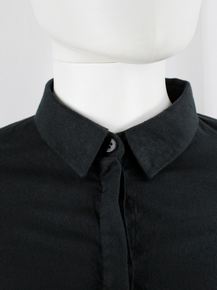 vintage Bruno Pieters dark navy cropped shirt with black extra long knit sleeves (5)