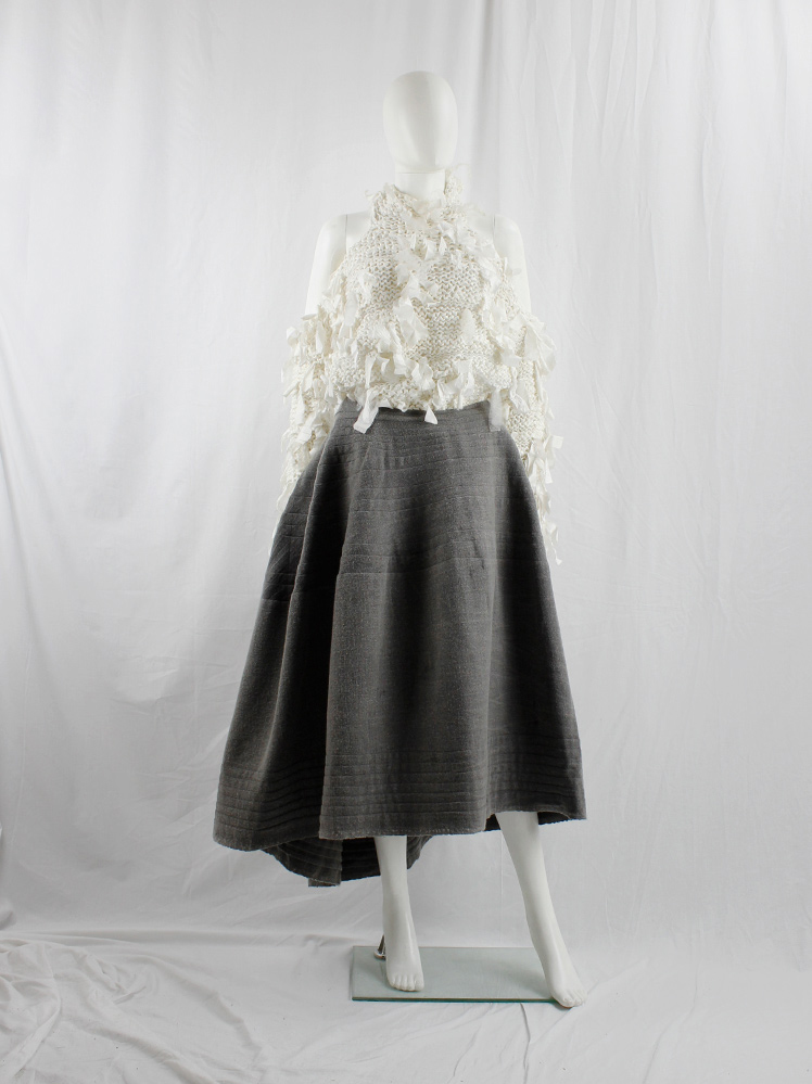 vintage Junya Watanabe grey deformed wide bell skirt with diagonal seams spring 2002 (10)