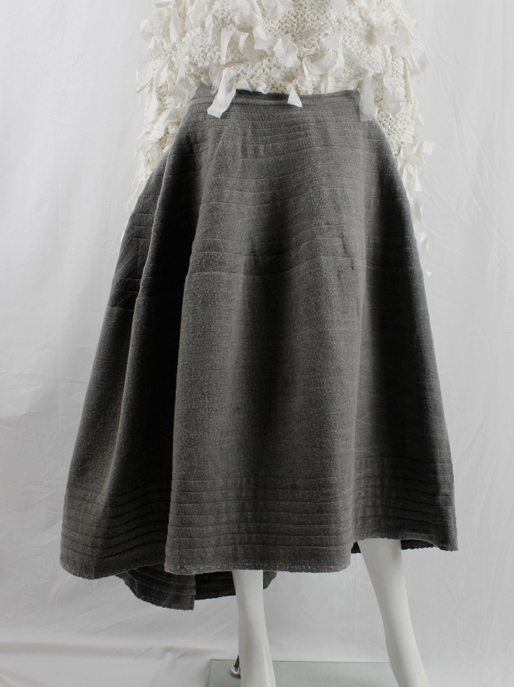 vintage Junya Watanabe grey deformed wide bell skirt with diagonal seams spring 2002 (11)