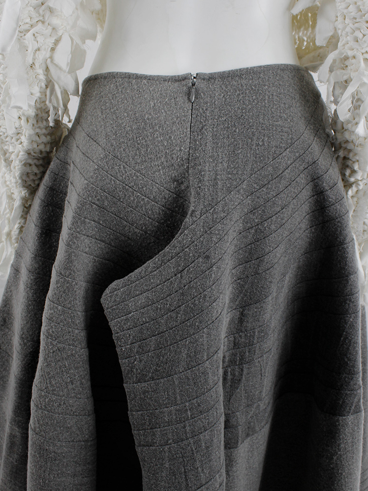vintage Junya Watanabe grey deformed wide bell skirt with diagonal seams spring 2002 (4)