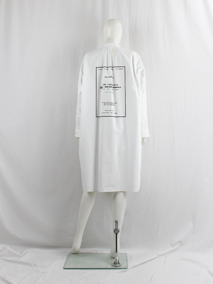 Maison Margiela MM6 white raincoat-style oversized shirt dress with 6-line  history print — pre-fall 2018