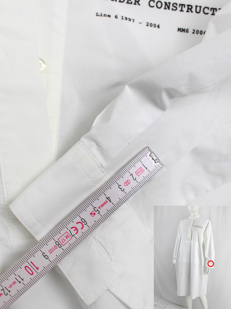 vintage Maison Margiela MM6 white raincoat-style oversized shirt dress with 6 line history print pre-fall 2018 (4)