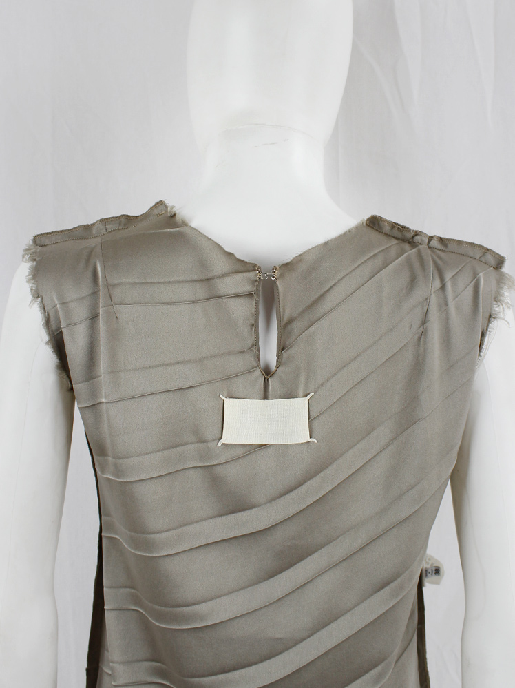 vintage Maison Martin Margiela grey inside-out shift dress with diagonal pleats and frayed edges fall 1993 (20)