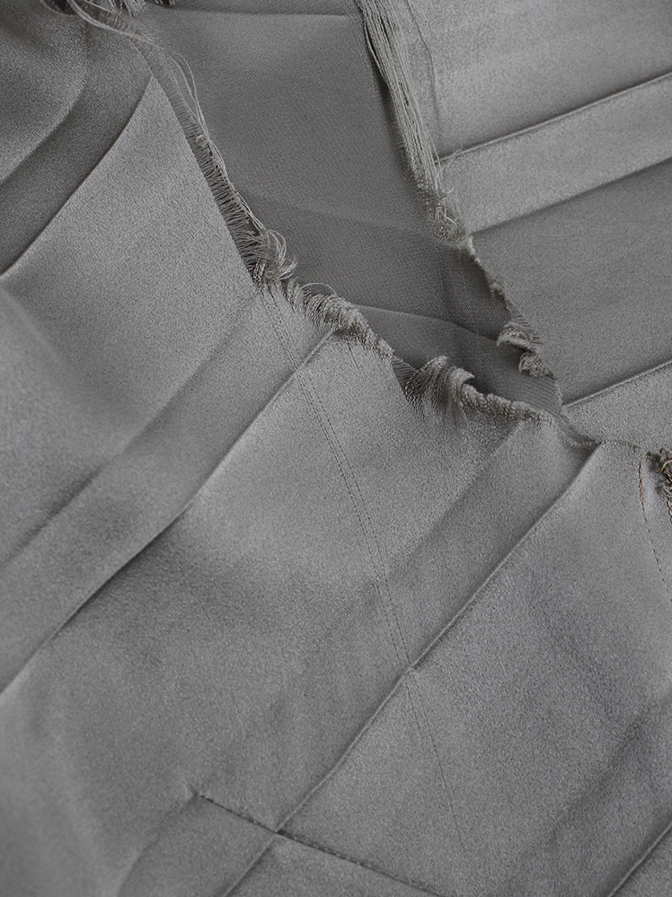 vintage Maison Martin Margiela grey inside-out shift dress with diagonal pleats and frayed edges fall 1993 (4)