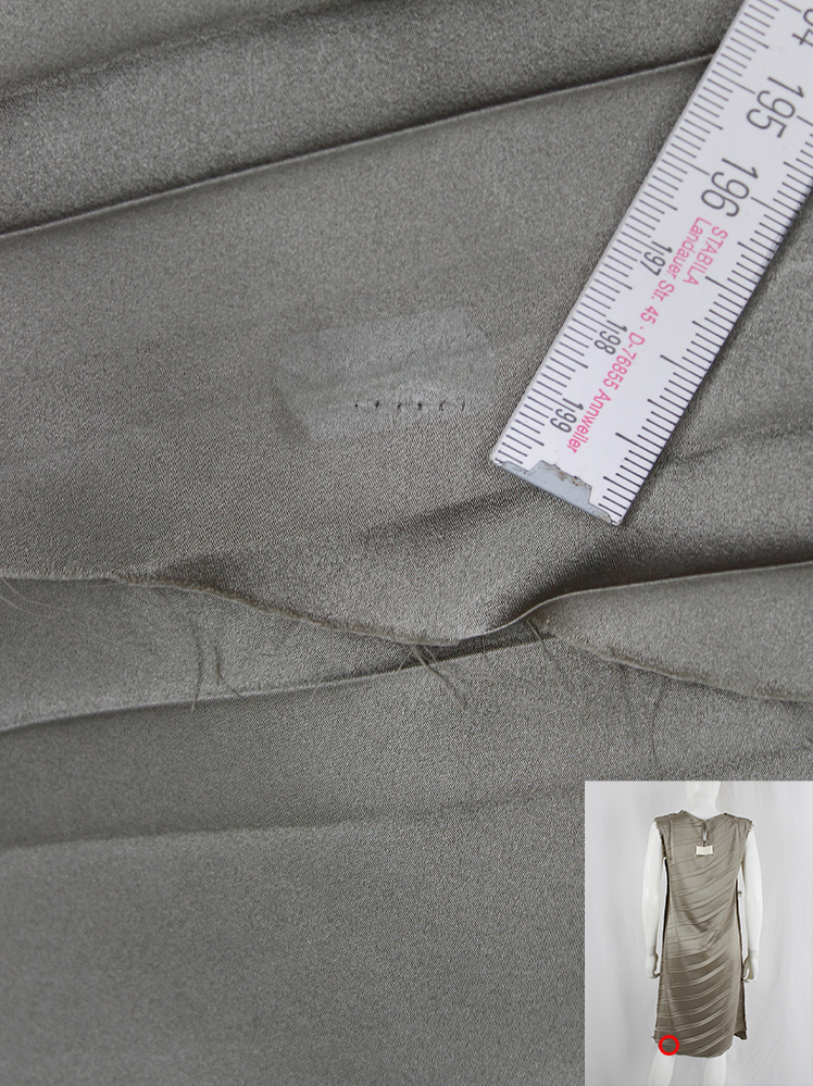 vintage Maison Martin Margiela grey inside-out shift dress with diagonal pleats and frayed edges fall 1993 (5)