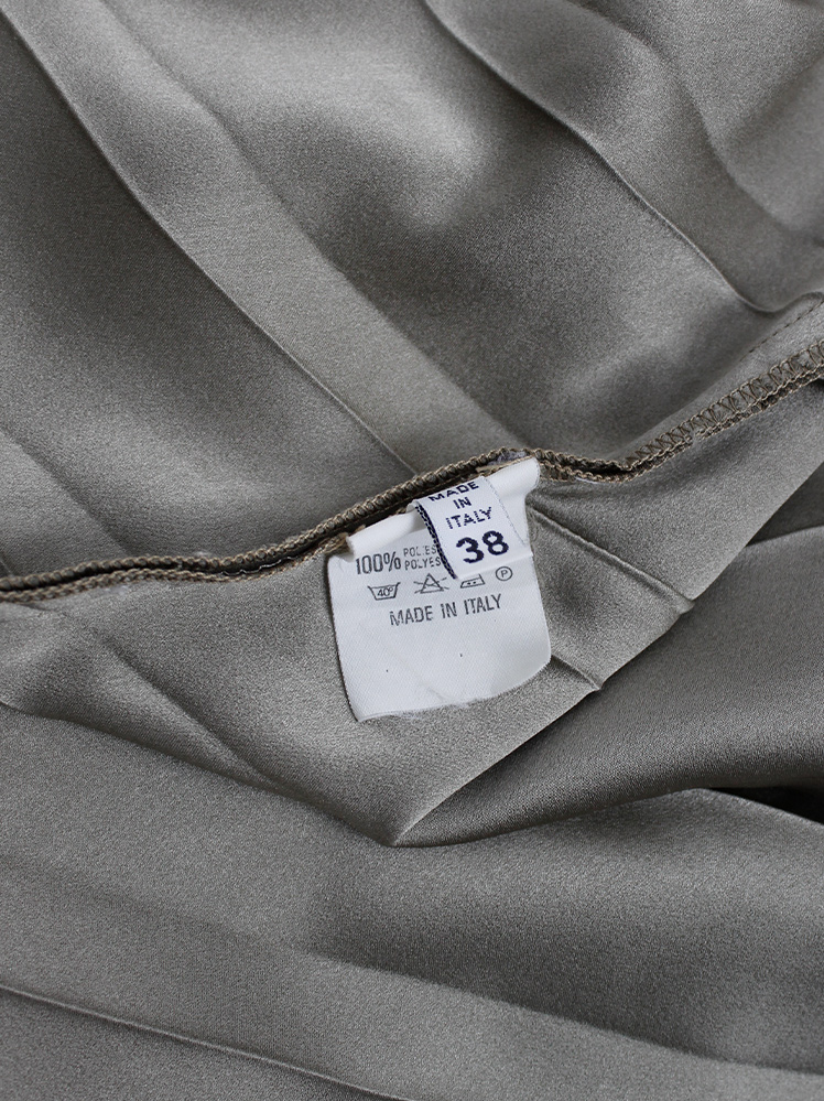 vintage Maison Martin Margiela grey inside-out shift dress with diagonal pleats and frayed edges fall 1993 (6)