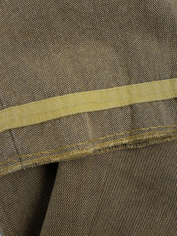 vintage Maison Martin Margiela light brown trousers with pulled out yellow lining spring 2003 (12)