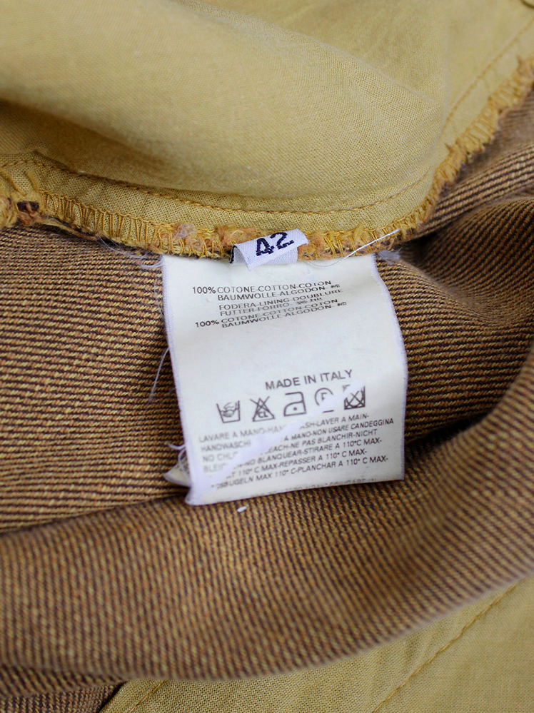 vintage Maison Martin Margiela light brown trousers with pulled out yellow lining spring 2003 (13)