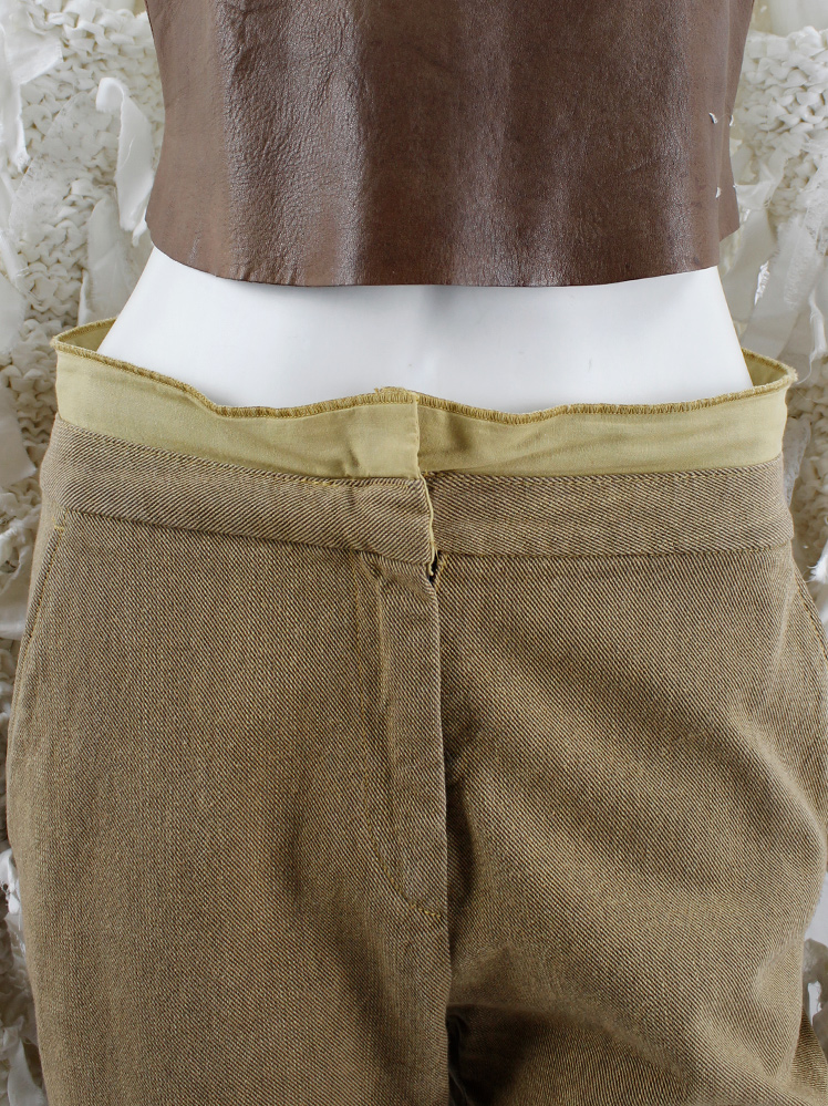 vintage Maison Martin Margiela light brown trousers with pulled out yellow lining spring 2003 (3)