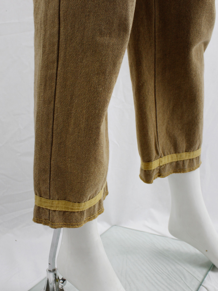 vintage Maison Martin Margiela light brown trousers with pulled out yellow lining spring 2003 (5)