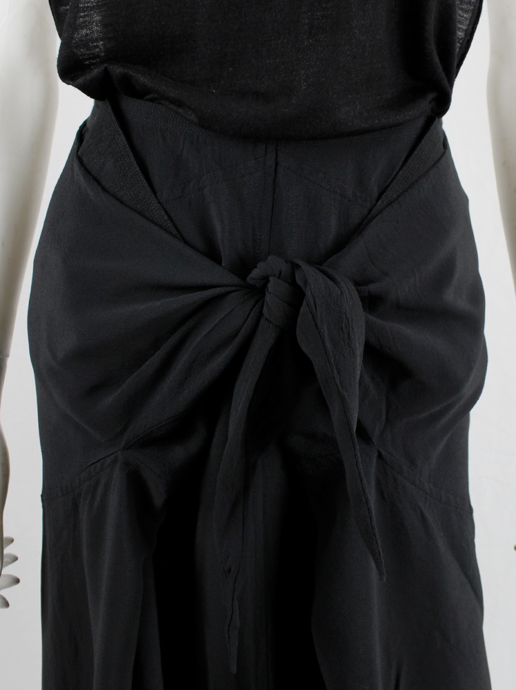 vintage Rick Owens ANTHEM black midi-skirt with front ties creating pleats spring 2011 (4)